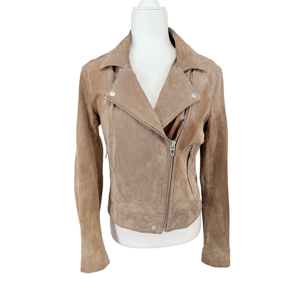 BlankNYC Moto Jacket Womens Small Tan Brown Excellent Suede Leather 73K-9592NO